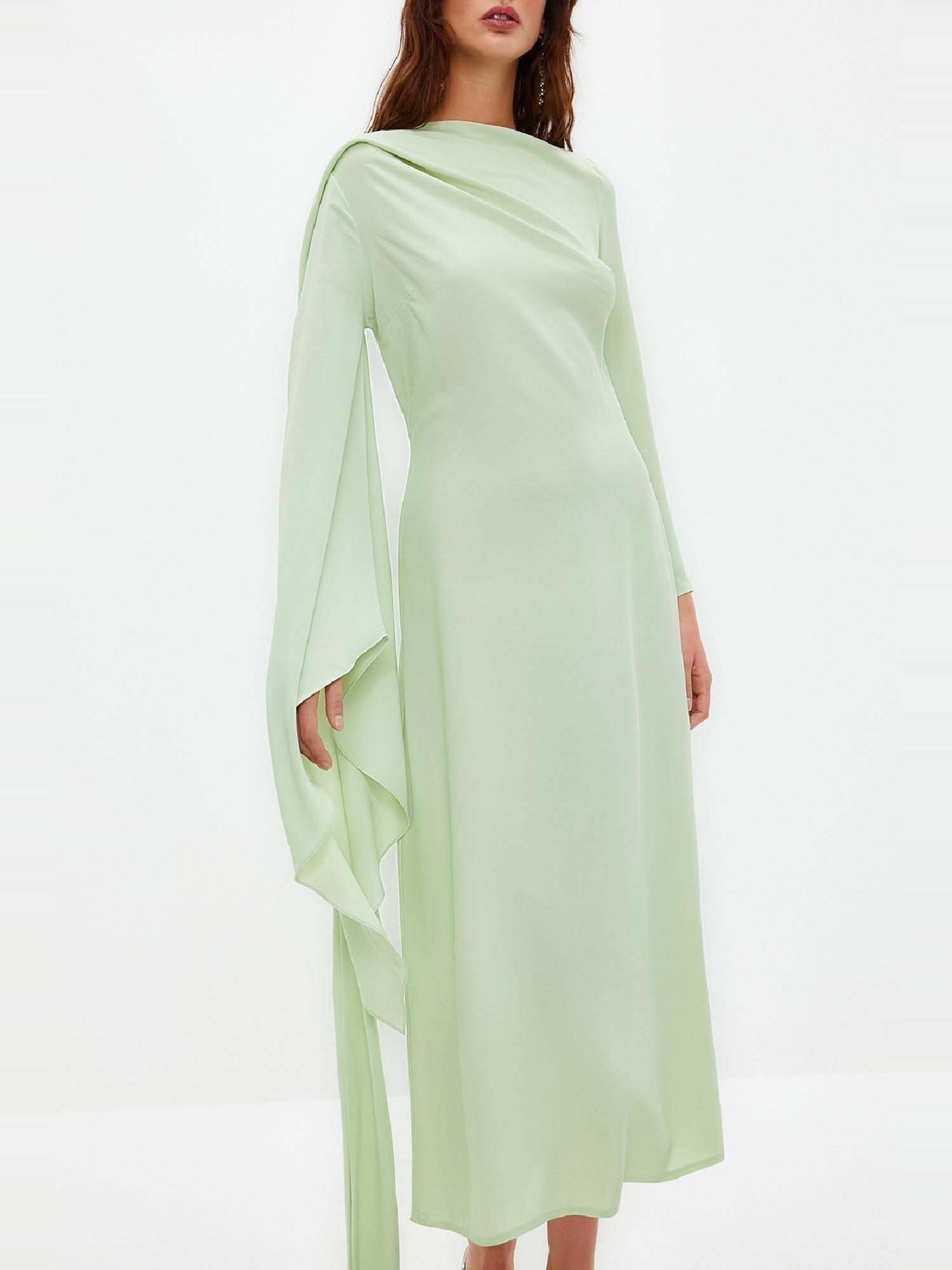 Green Detailed Occasionwear Dress, , large image number 6