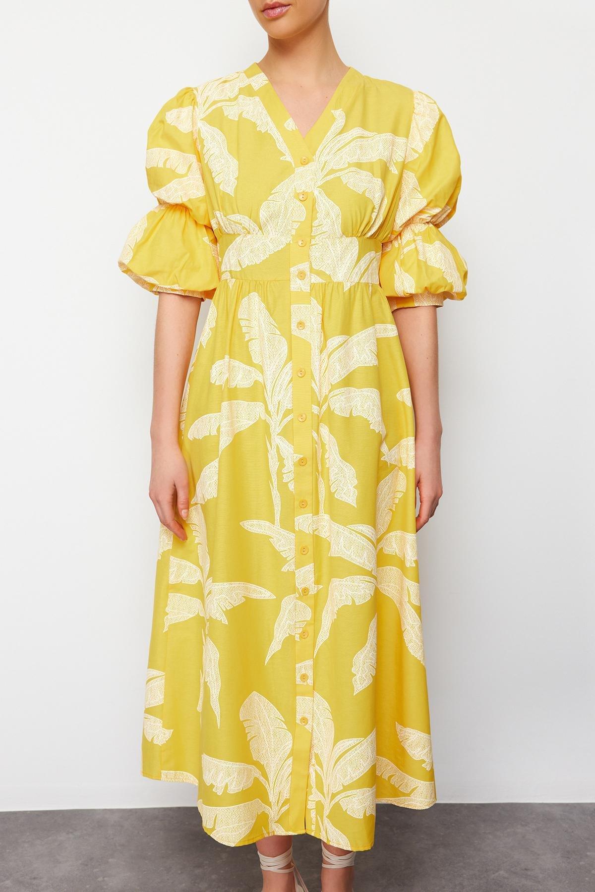 Flower Tropical Milkmaid Midi Dress, , large image number 3