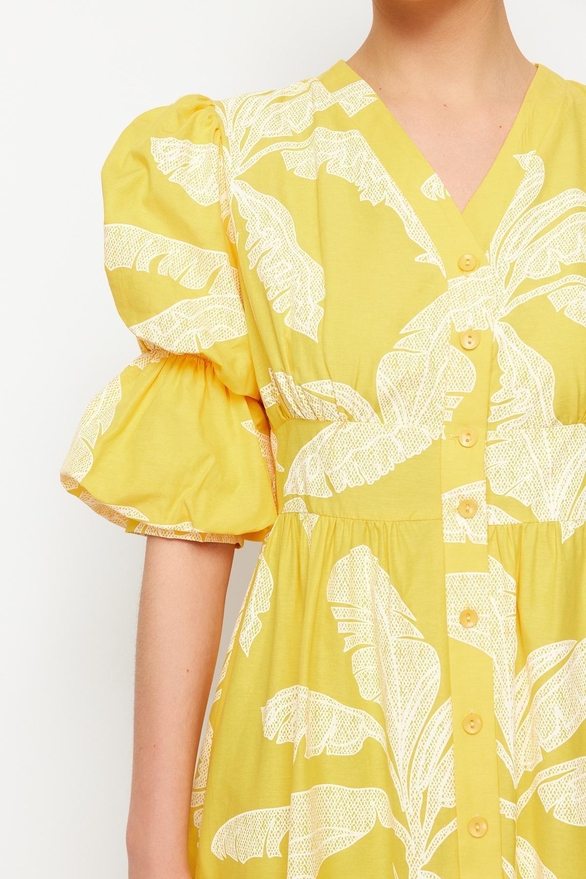 Flower Tropical Milkmaid Midi Dress, , large image number 4