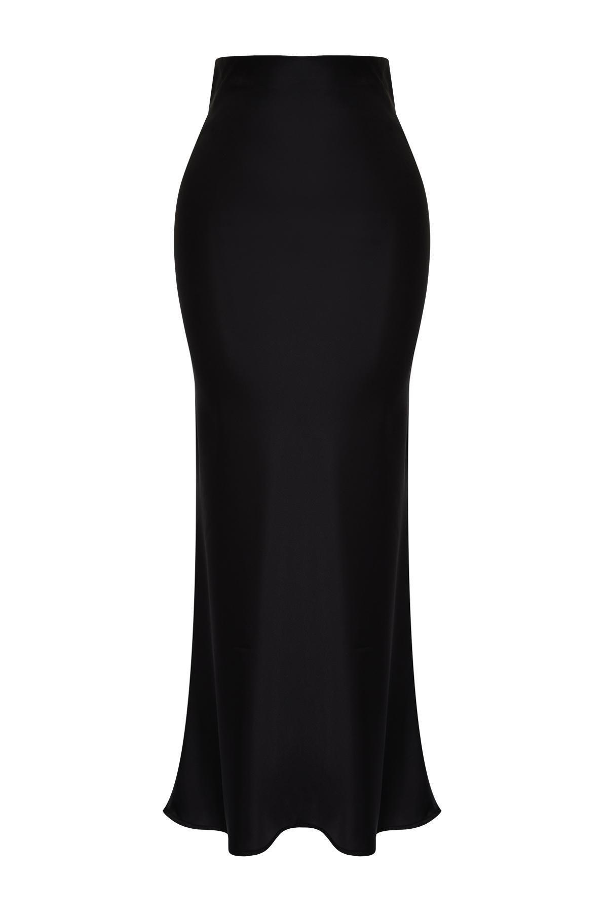 Black Detailed Woven Maxi Skirt, , large image number 6