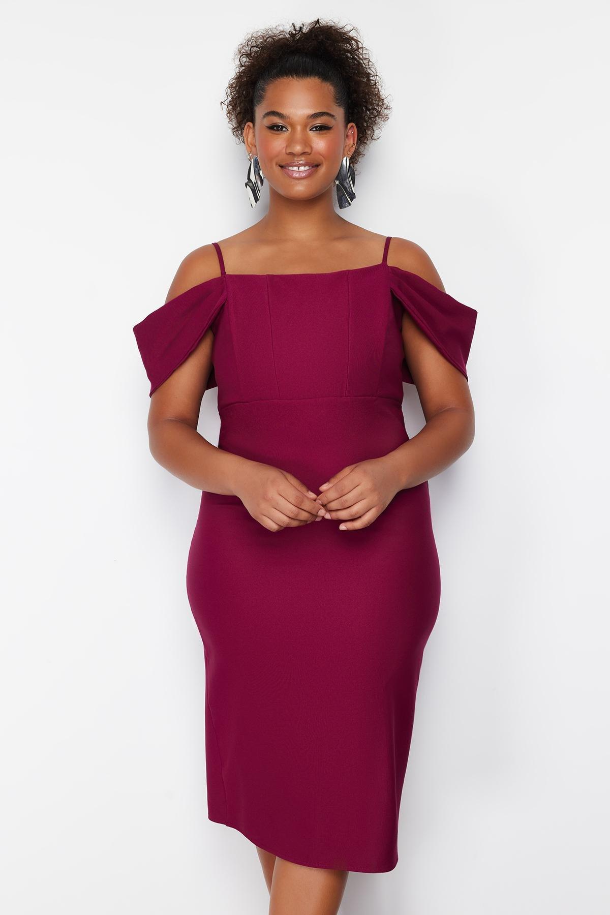 Purple Bodycon Low Sleeve Woven Dress, , large image number 0