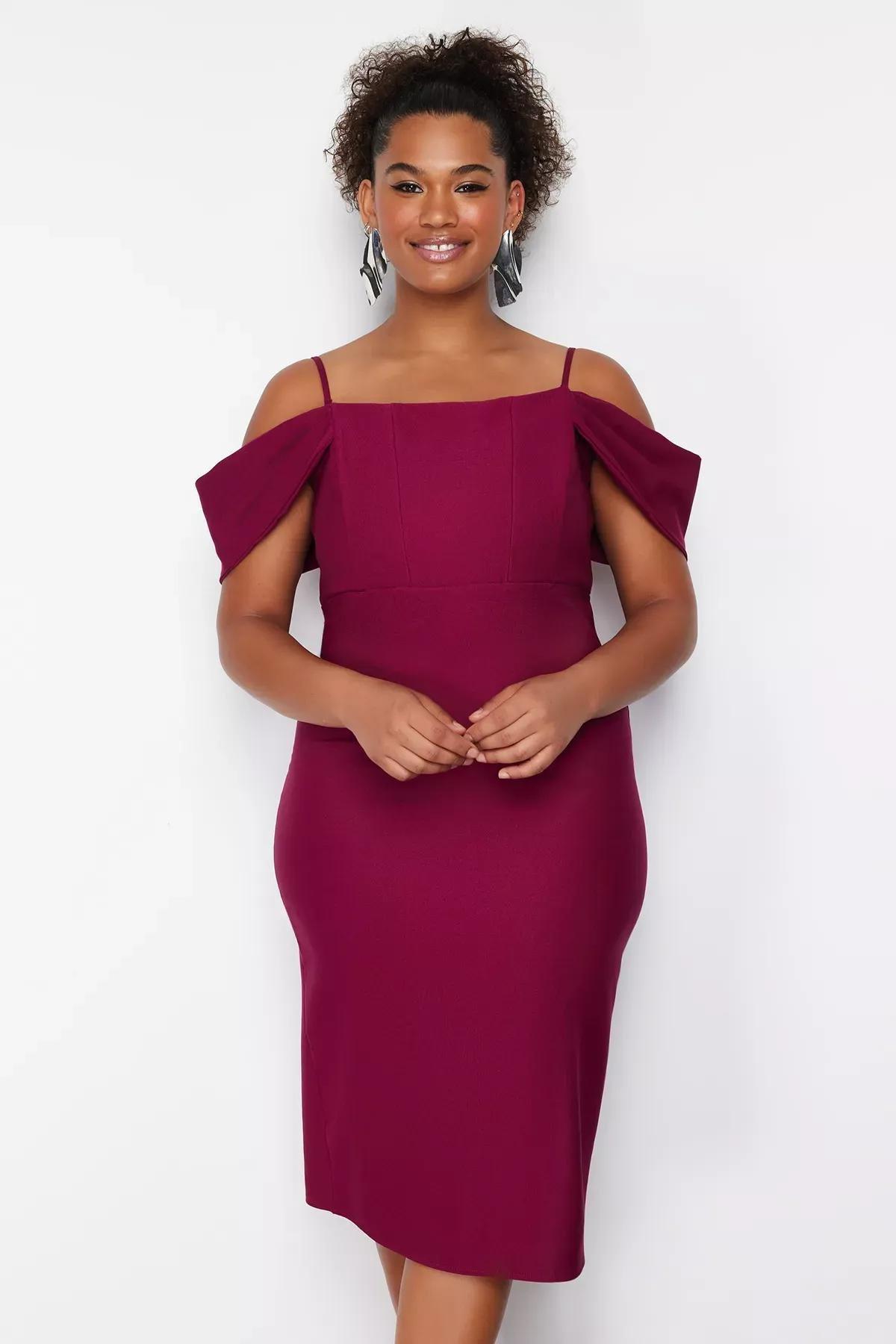 Purple Bodycon Low Sleeve Woven Dress, Purple, large image number 0