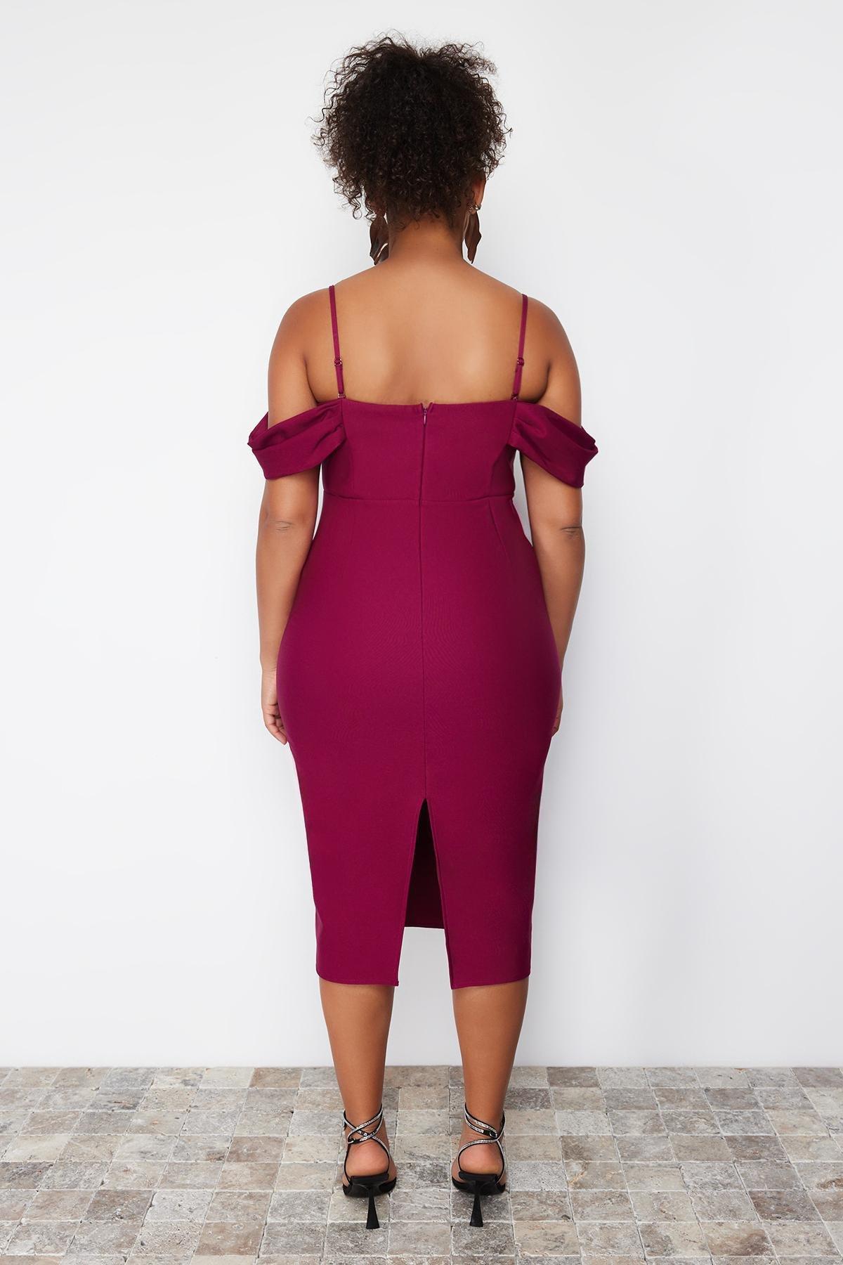 Purple Bodycon Low Sleeve Woven Dress, , large image number 2