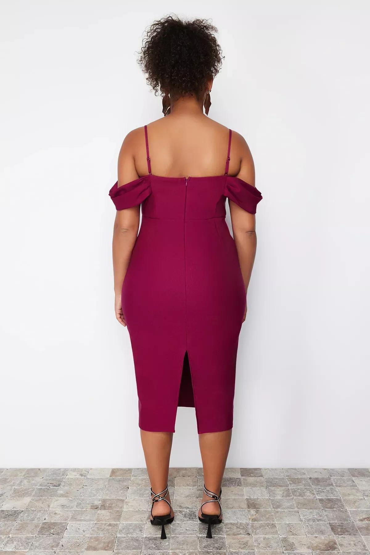 Purple Bodycon Low Sleeve Woven Dress, Purple, large image number 2