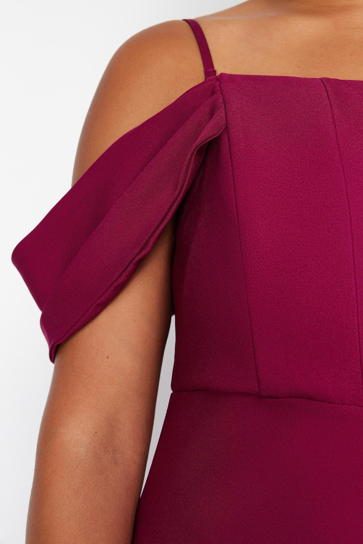 Purple Bodycon Low Sleeve Woven Dress, , large image number 3