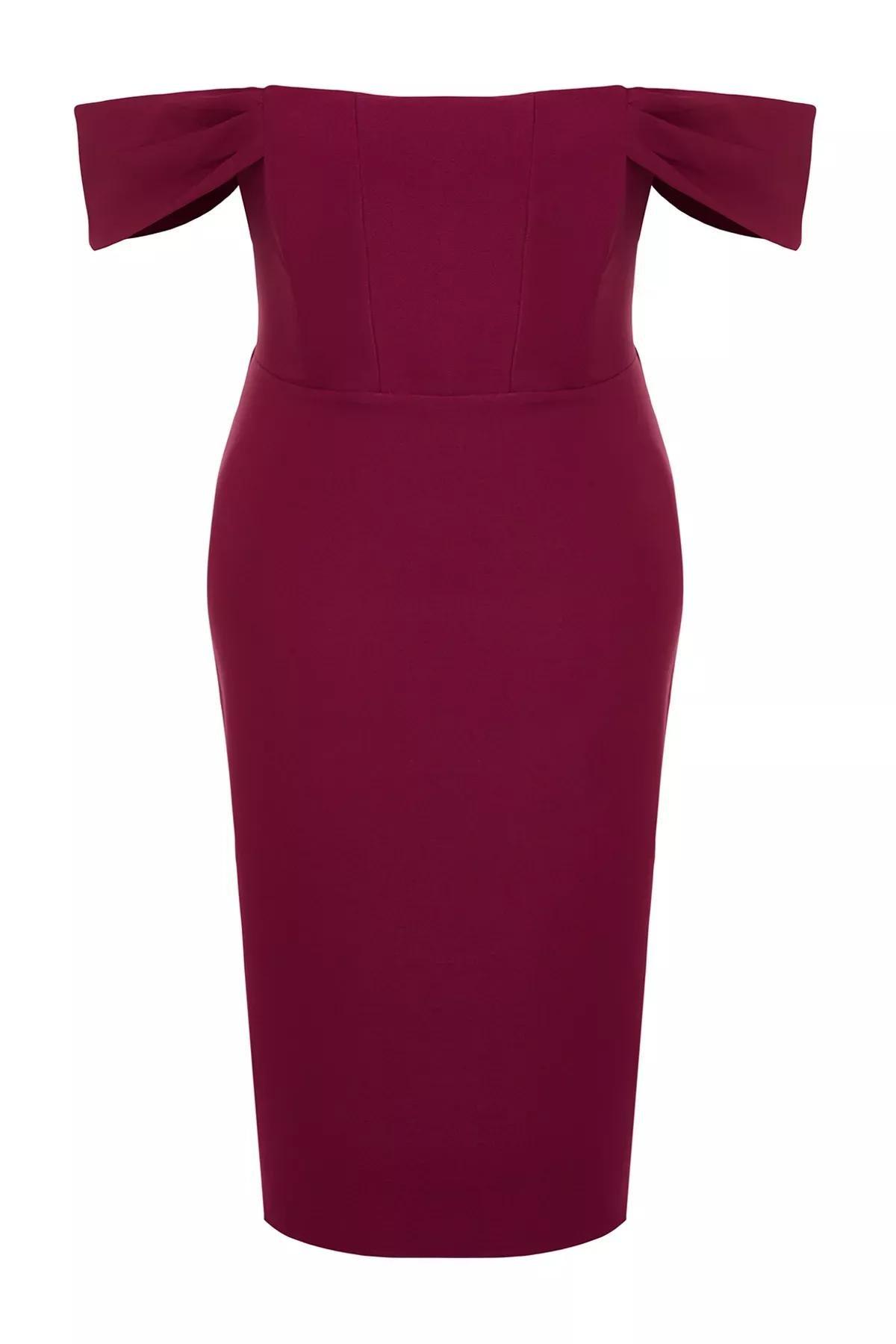 Purple Bodycon Low Sleeve Woven Dress, Purple, large image number 5
