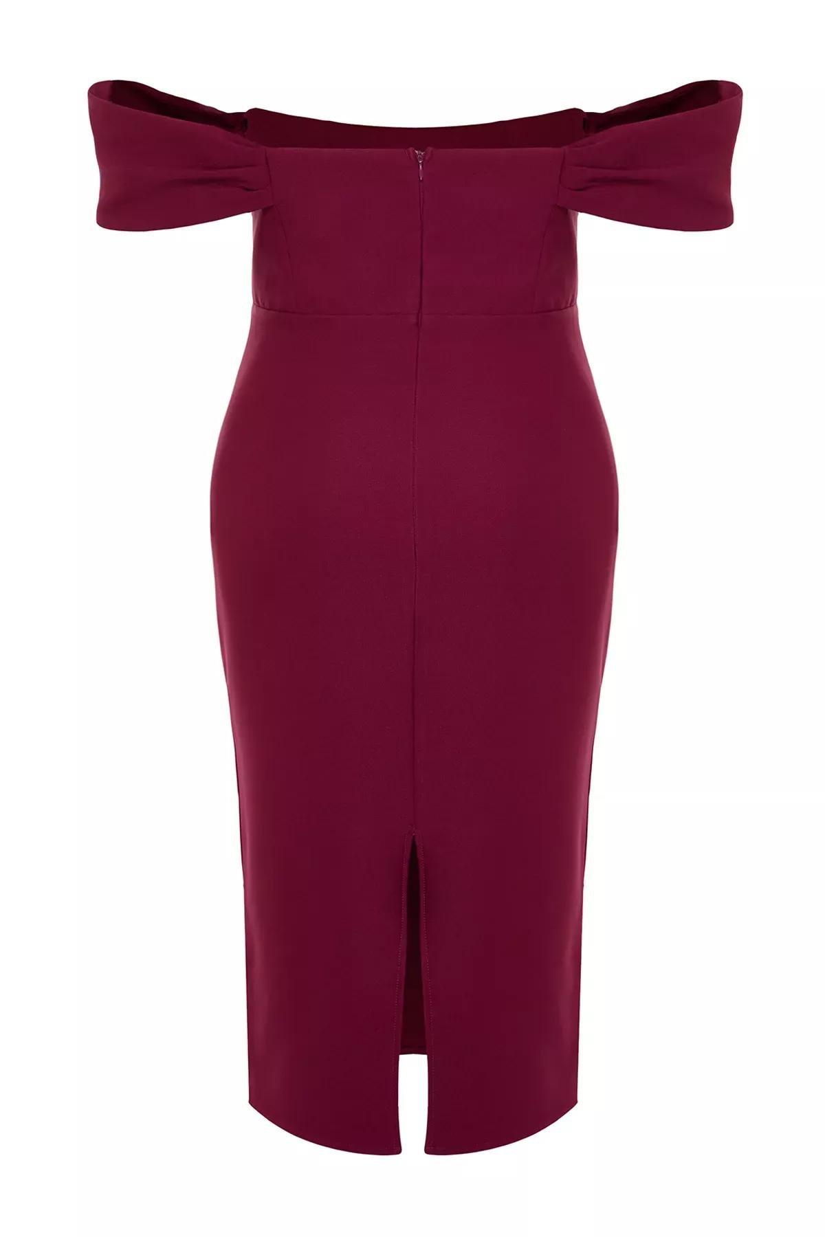 Purple Bodycon Low Sleeve Woven Dress, Purple, large image number 6