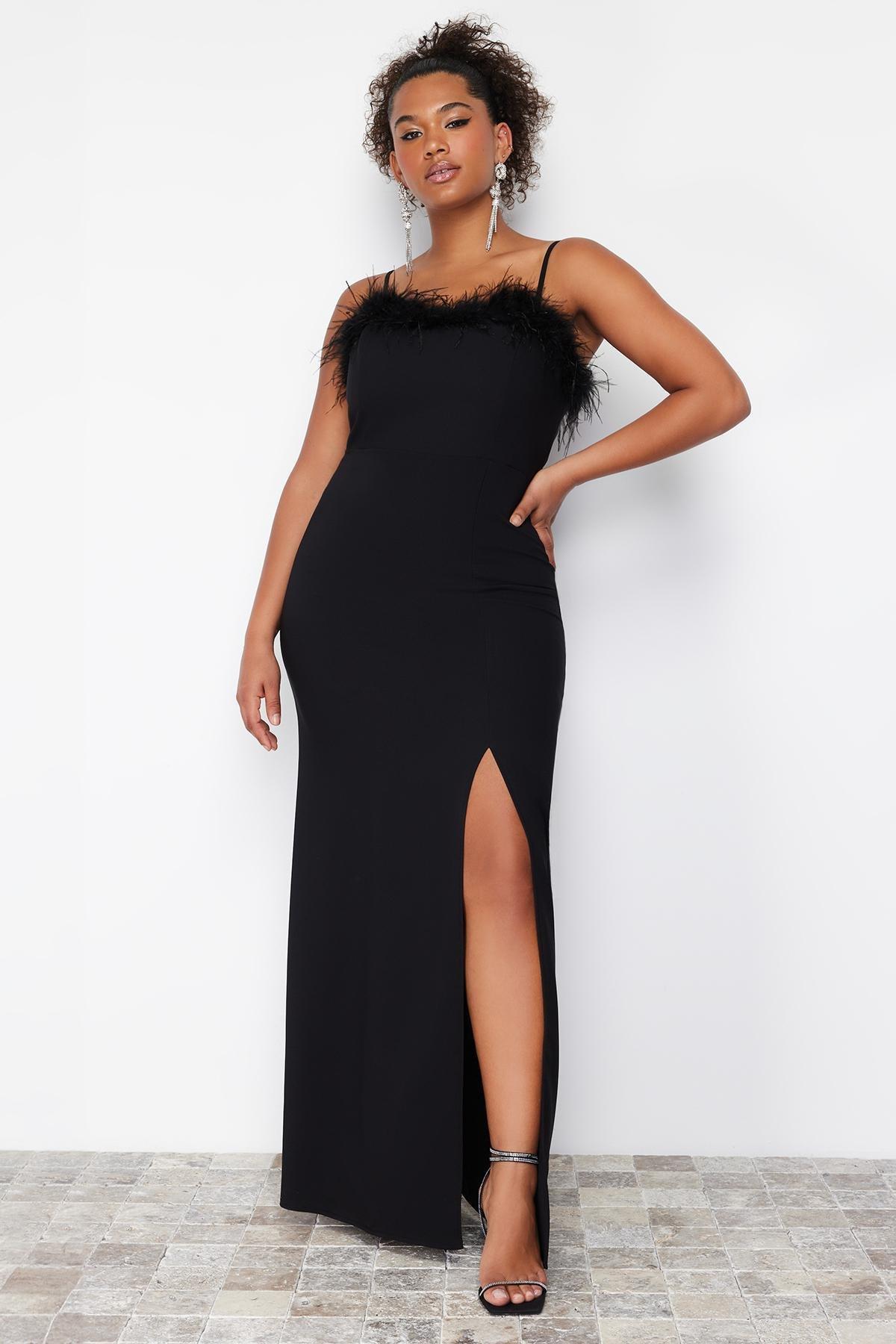 Black Finlike Woven Plus Size Dress, , large image number 0