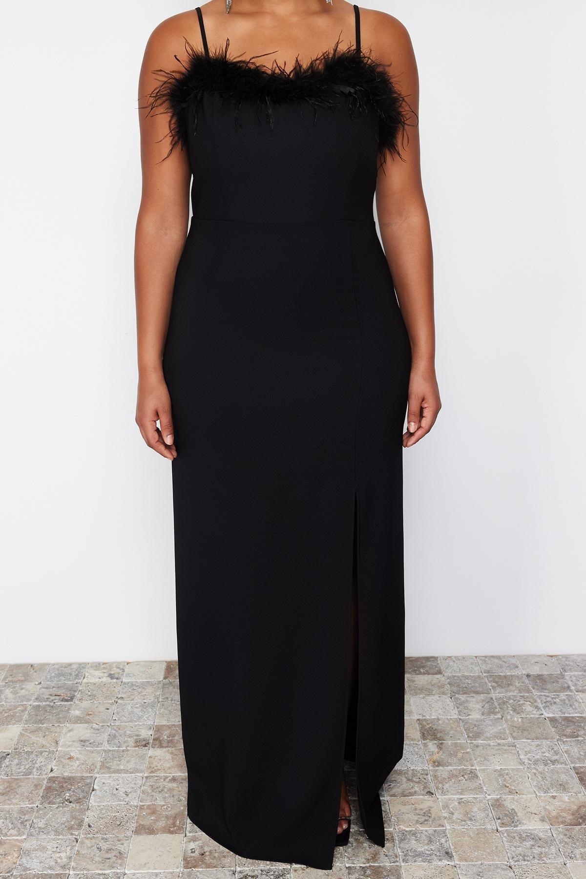 Black Finlike Woven Plus Size Dress, , large image number 3