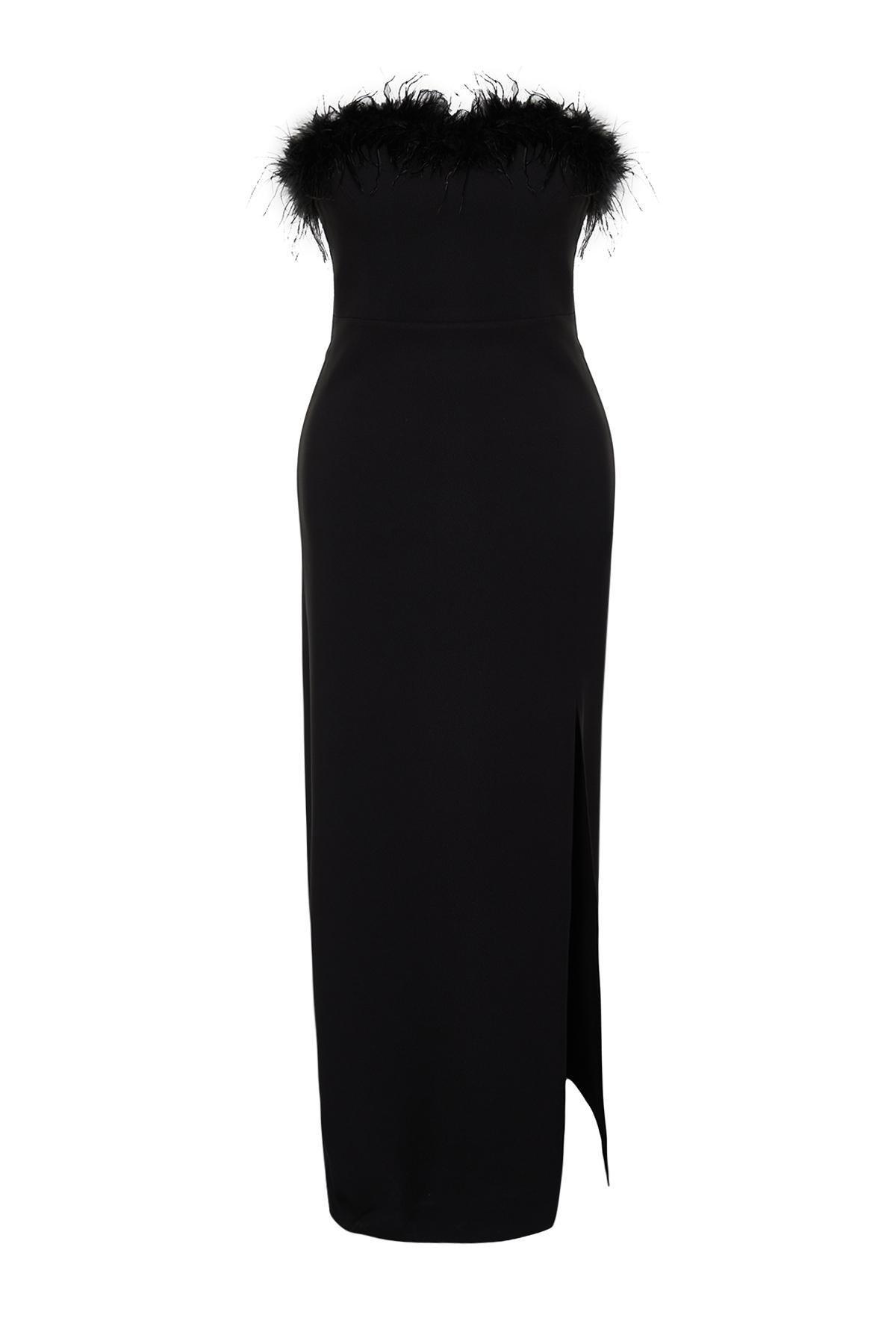 Black Finlike Woven Plus Size Dress, , large image number 5