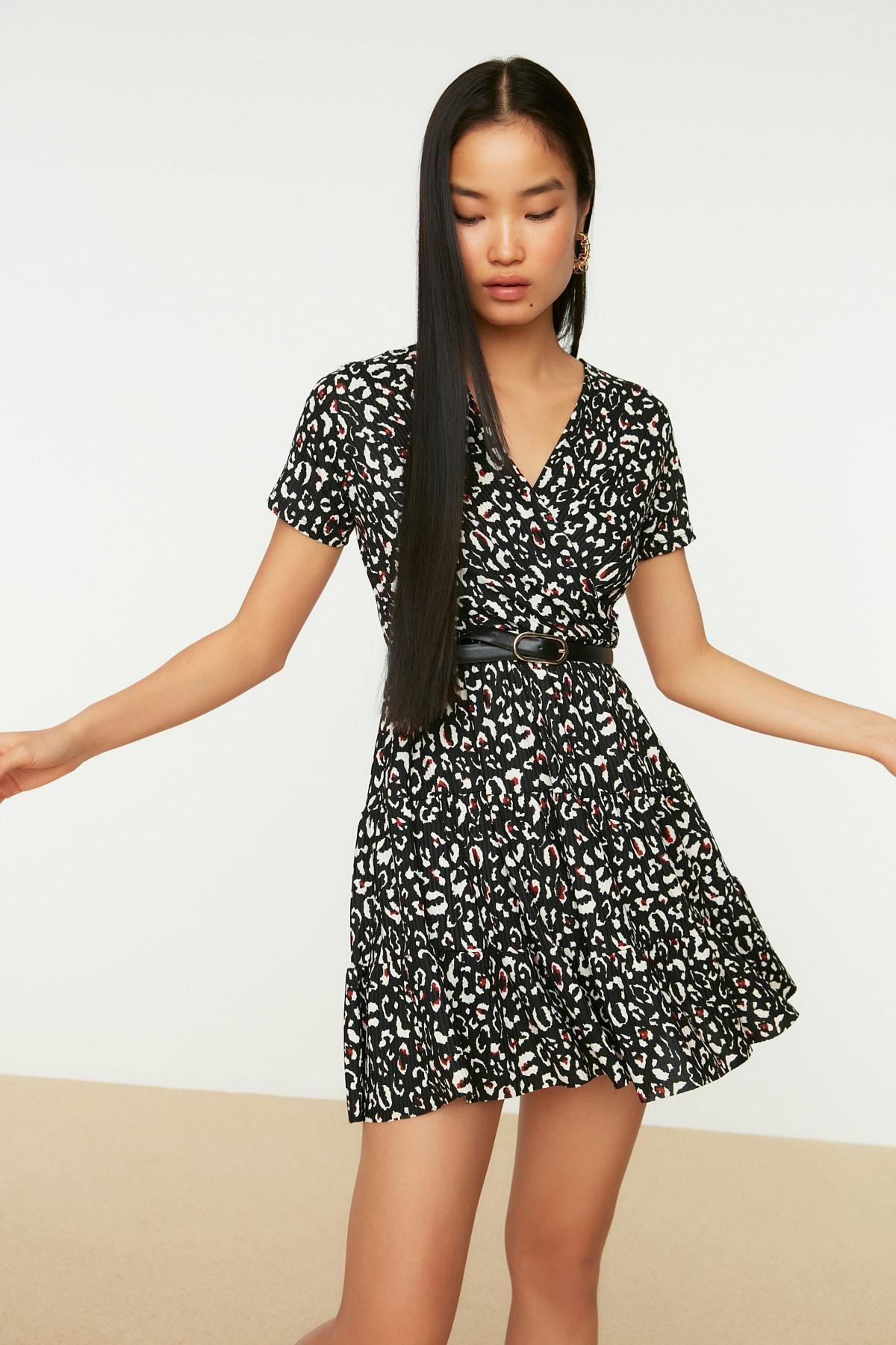 Black Floral Skater Dress, , large image number 0