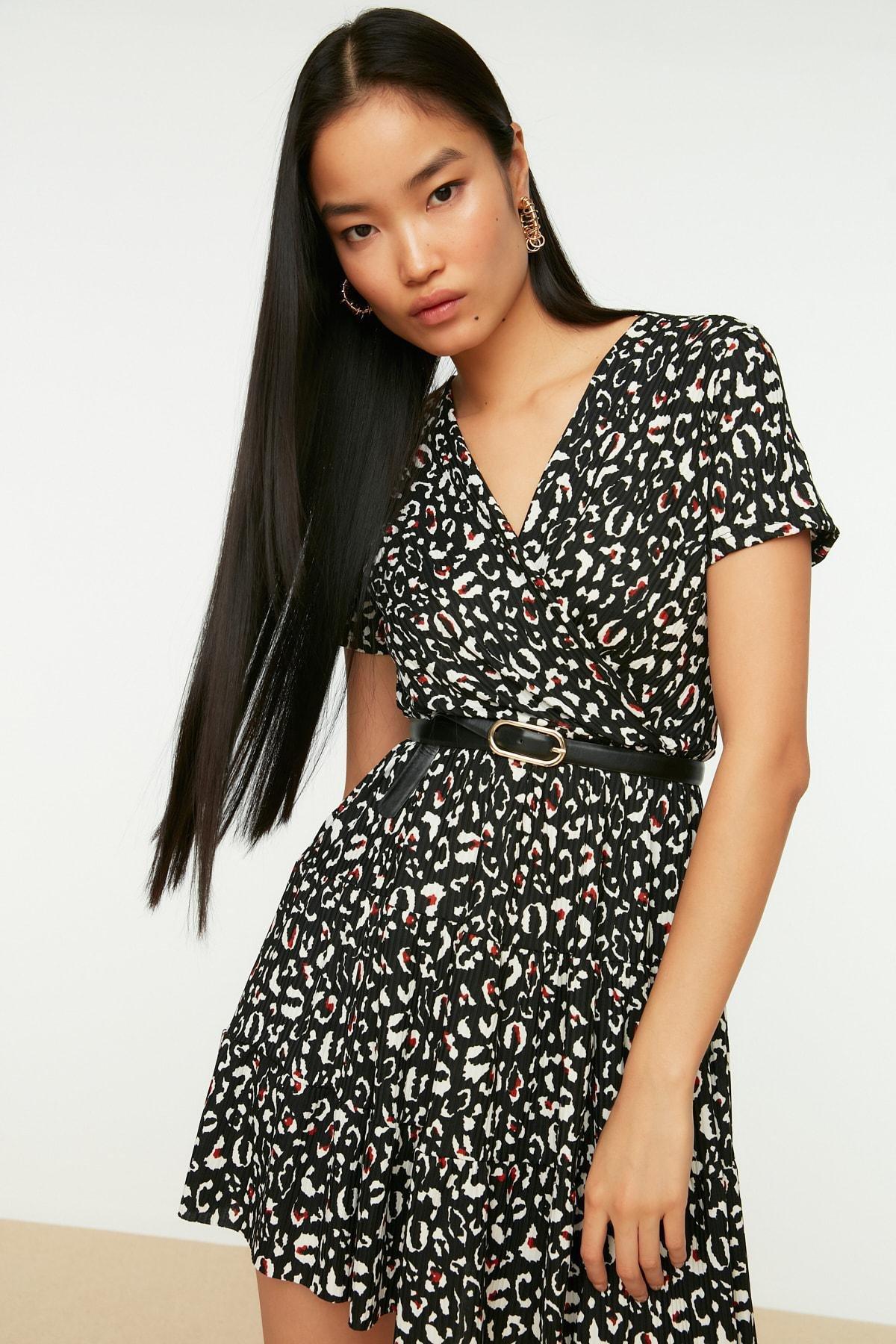 Black Floral Skater Dress, , large image number 1