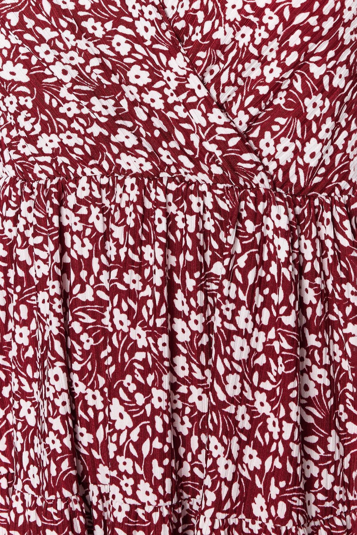 Burgundy Floral Cache-Coeur Skater Dress, , large image number 3