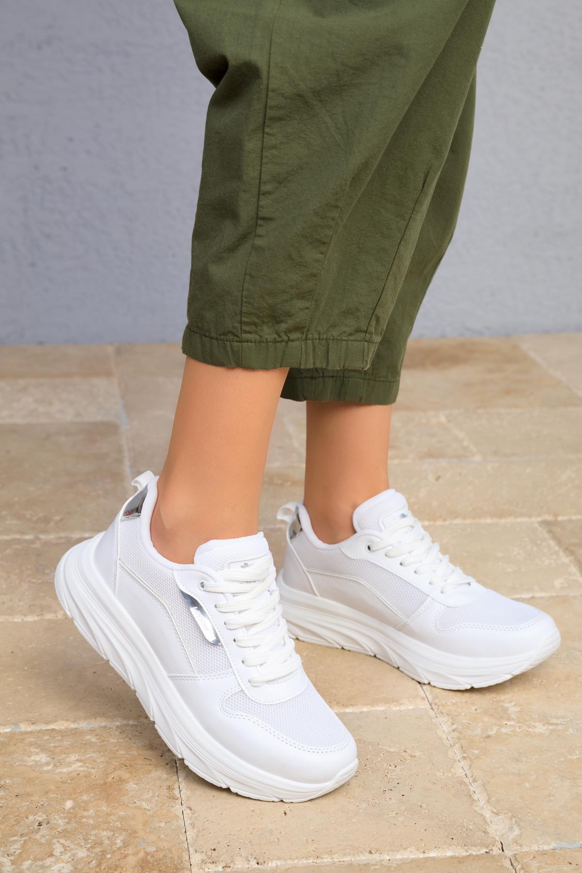 White Laced Sneakers, , large image number 0