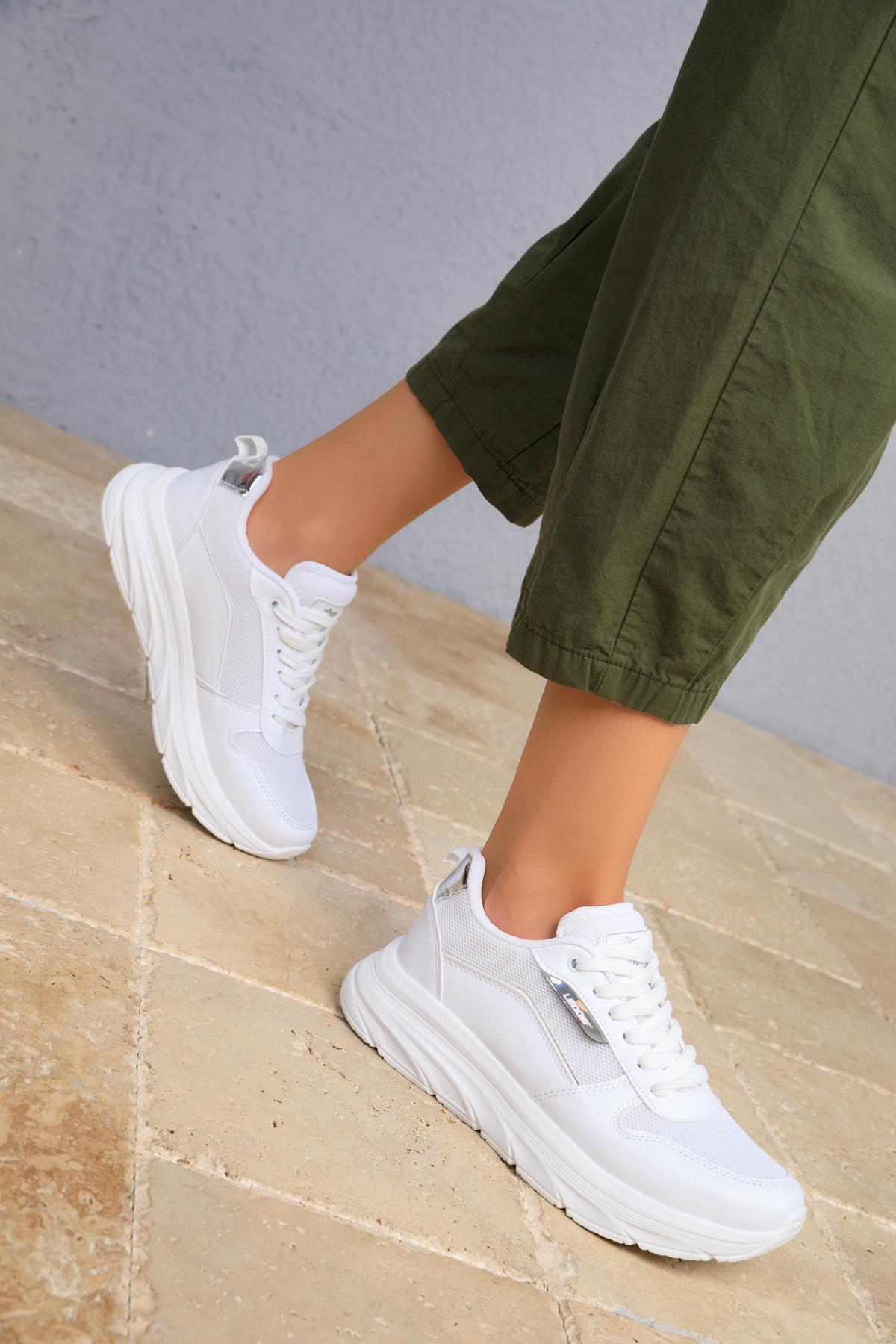 White Laced Sneakers, , large image number 1