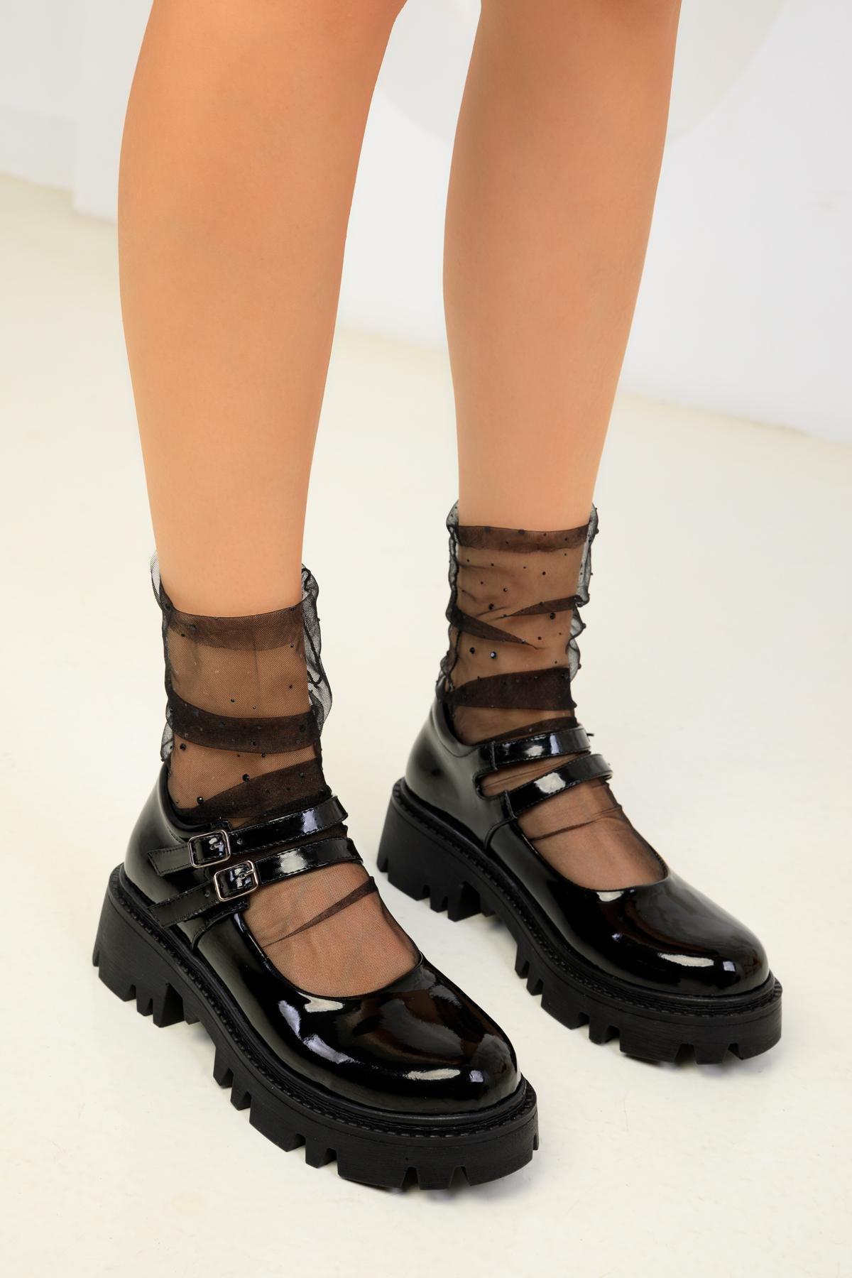 Black Patent Leather Casual Shoes, , large image number 4