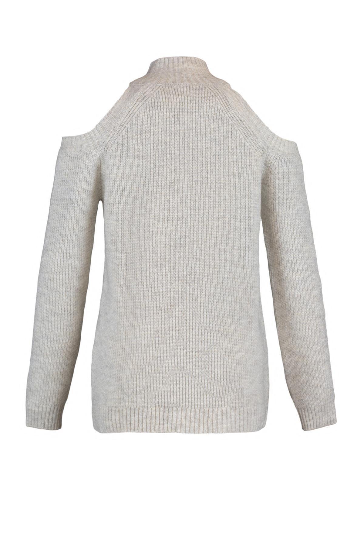 Brown Cut Out Knitwear Sweater, Gray, large image number 5