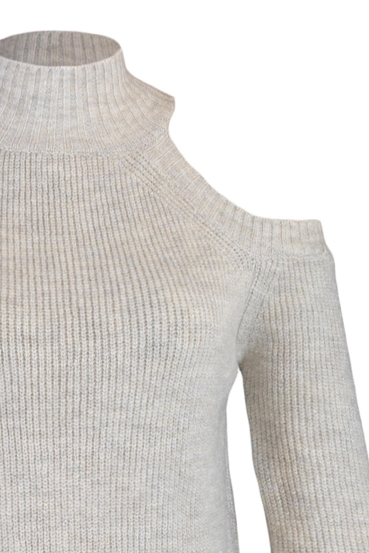 Brown Cut Out Knitwear Sweater, Gray, large image number 6