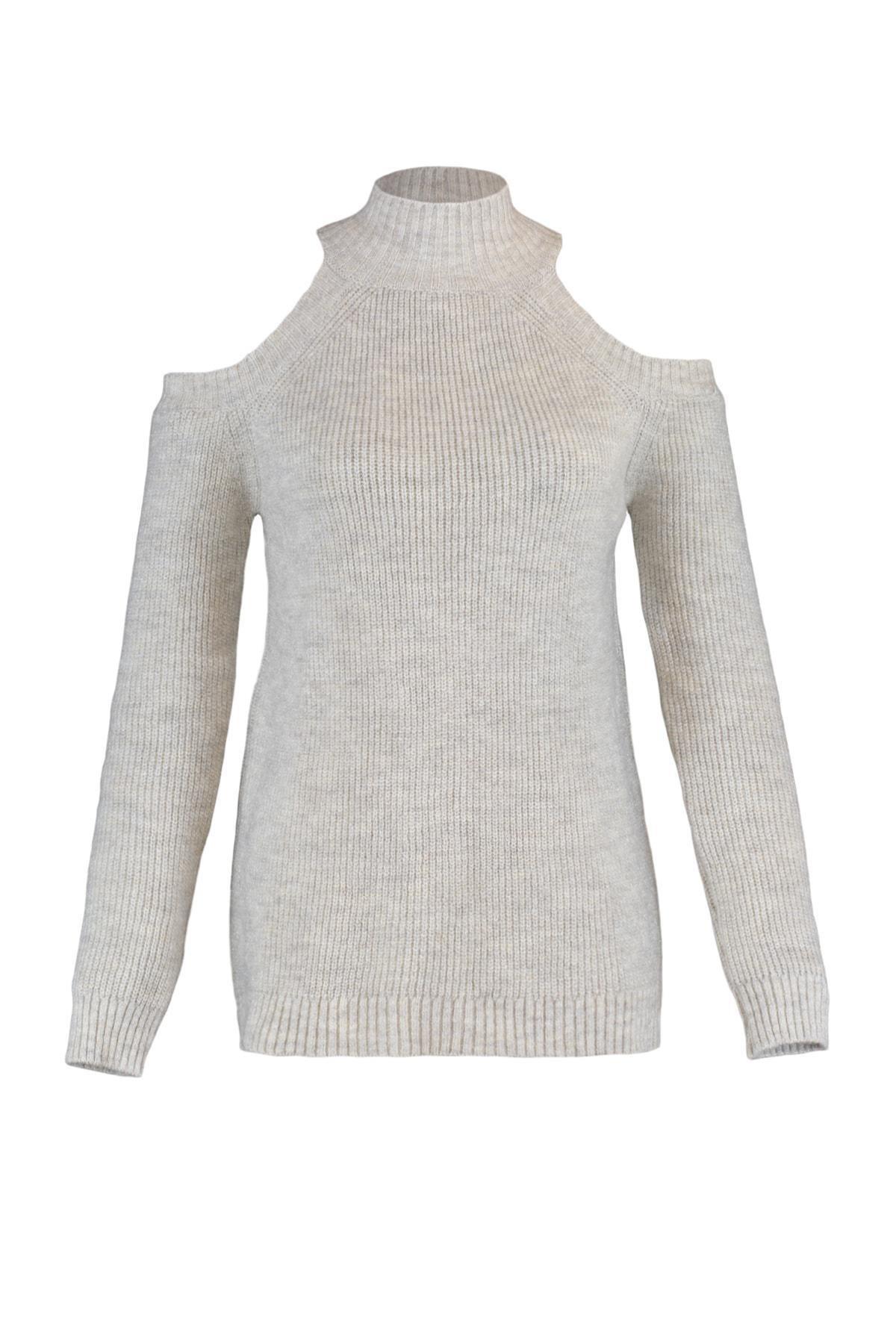 Brown Cut Out Knitwear Sweater, Gray, large image number 7