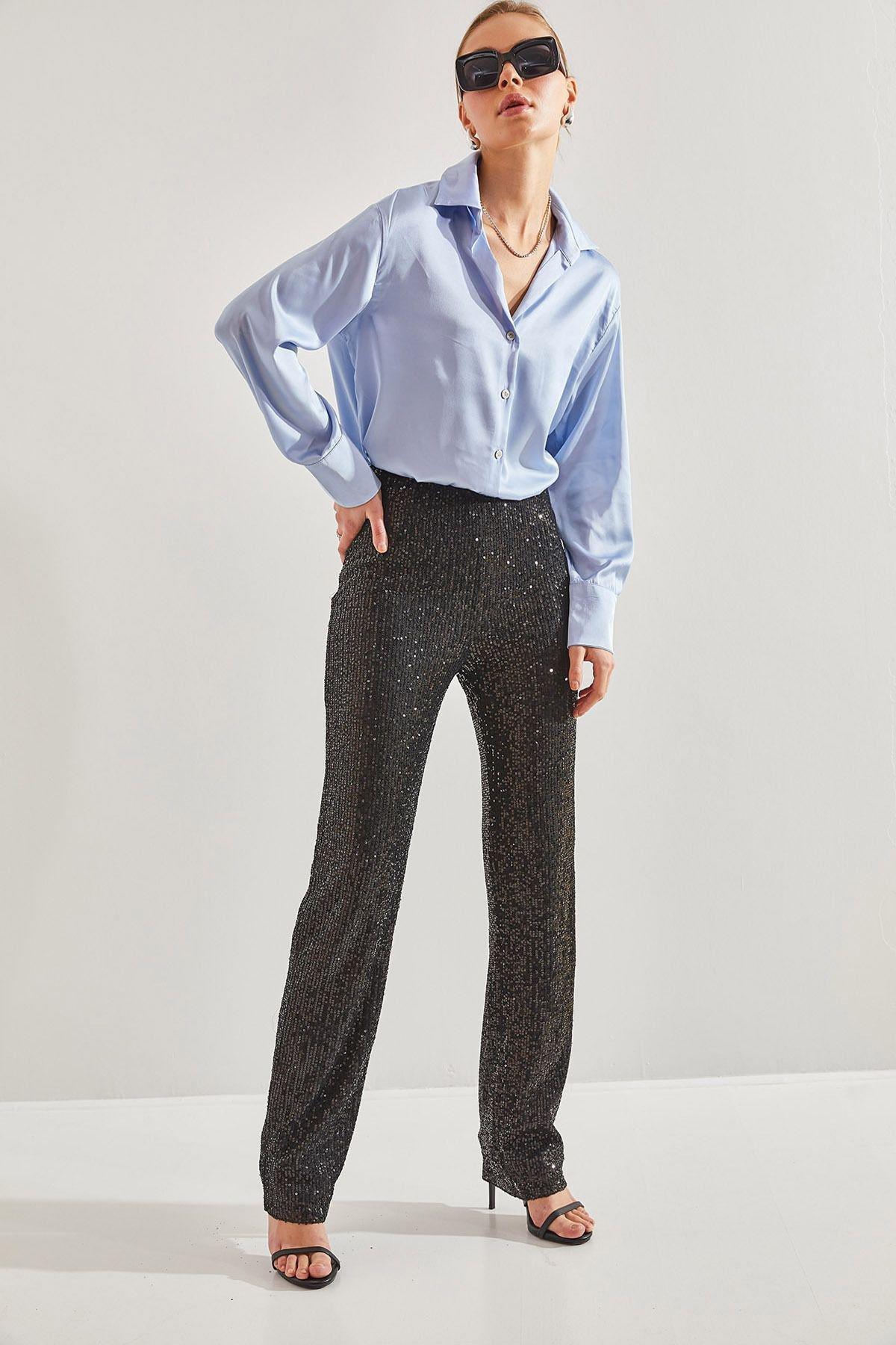Black Sequined Trousers, , large image number 0