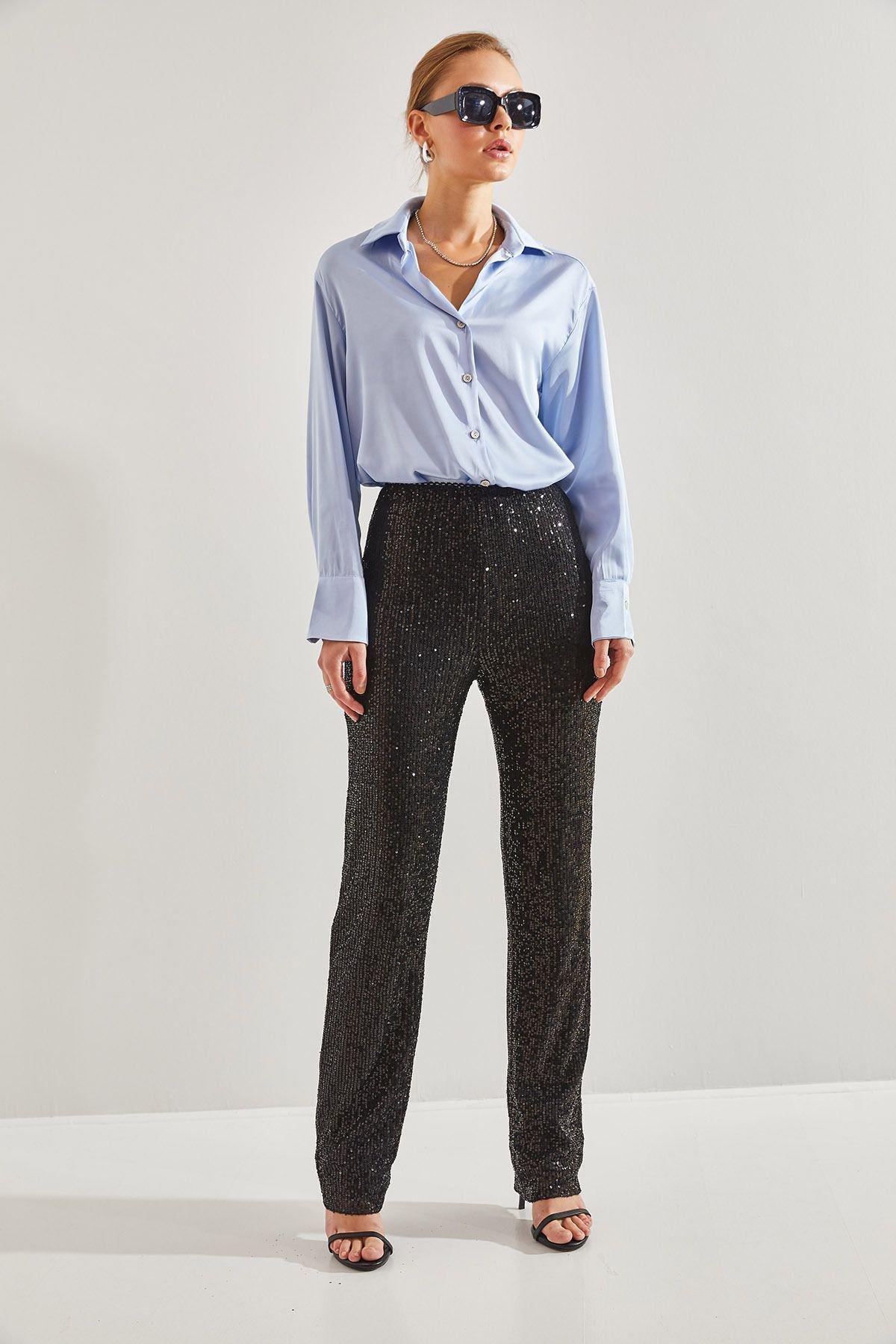 Black Sequined Trousers, , large image number 3