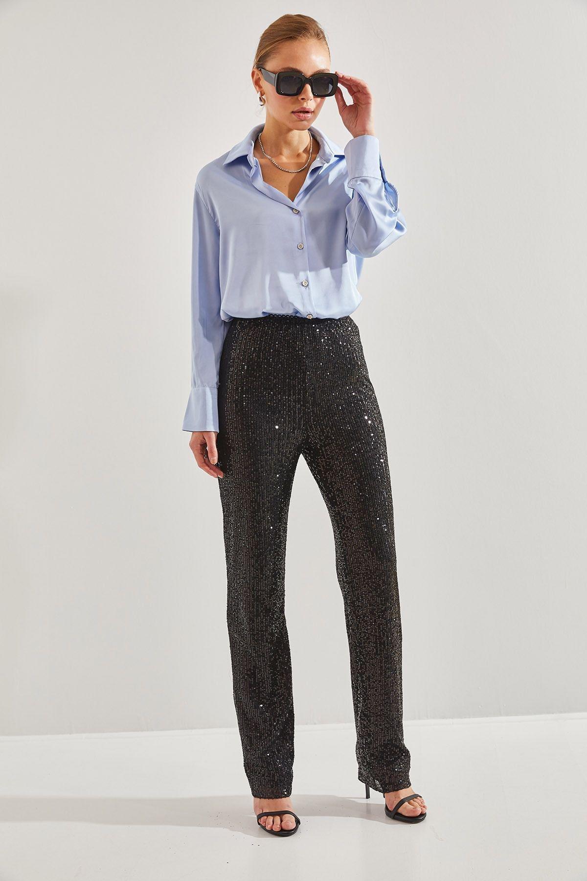 Black Sequined Trousers, , large image number 4