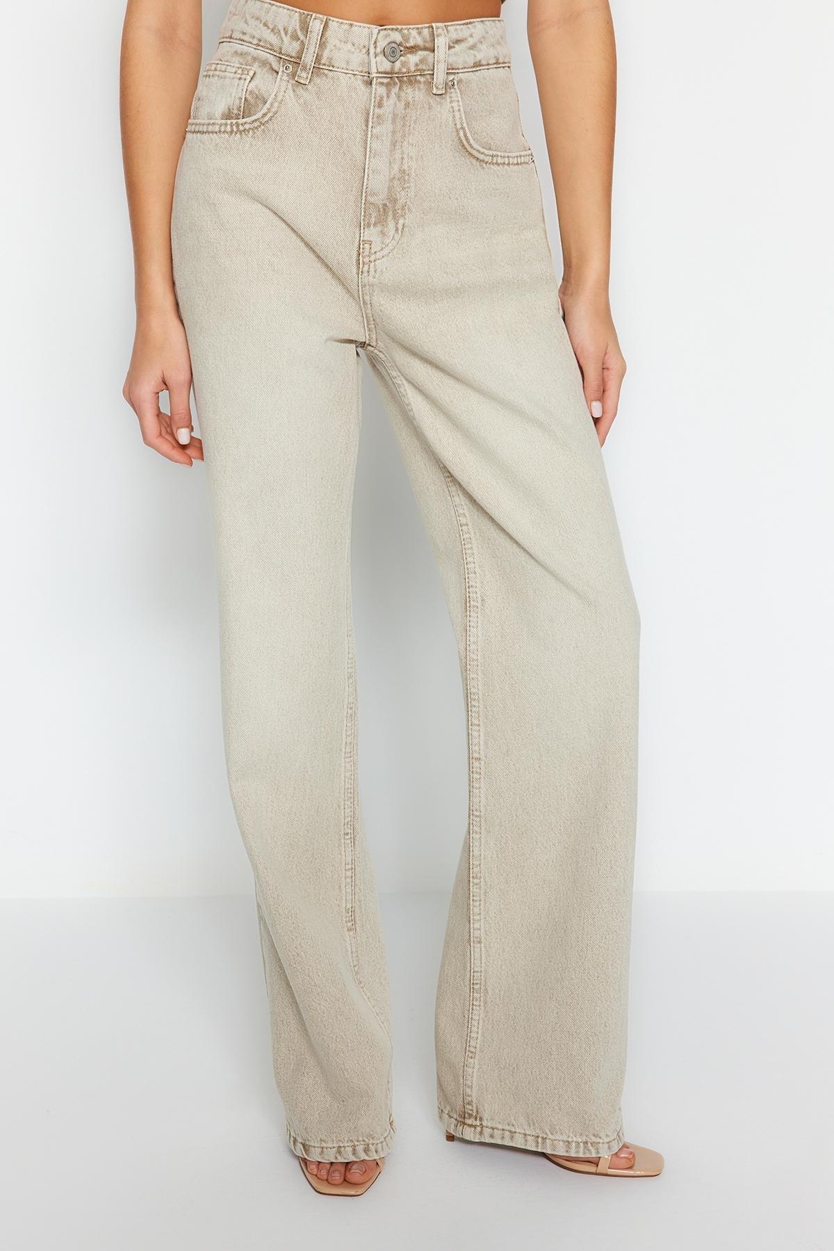 Beige Vintage Wide Leg Jeans, , large image number 3