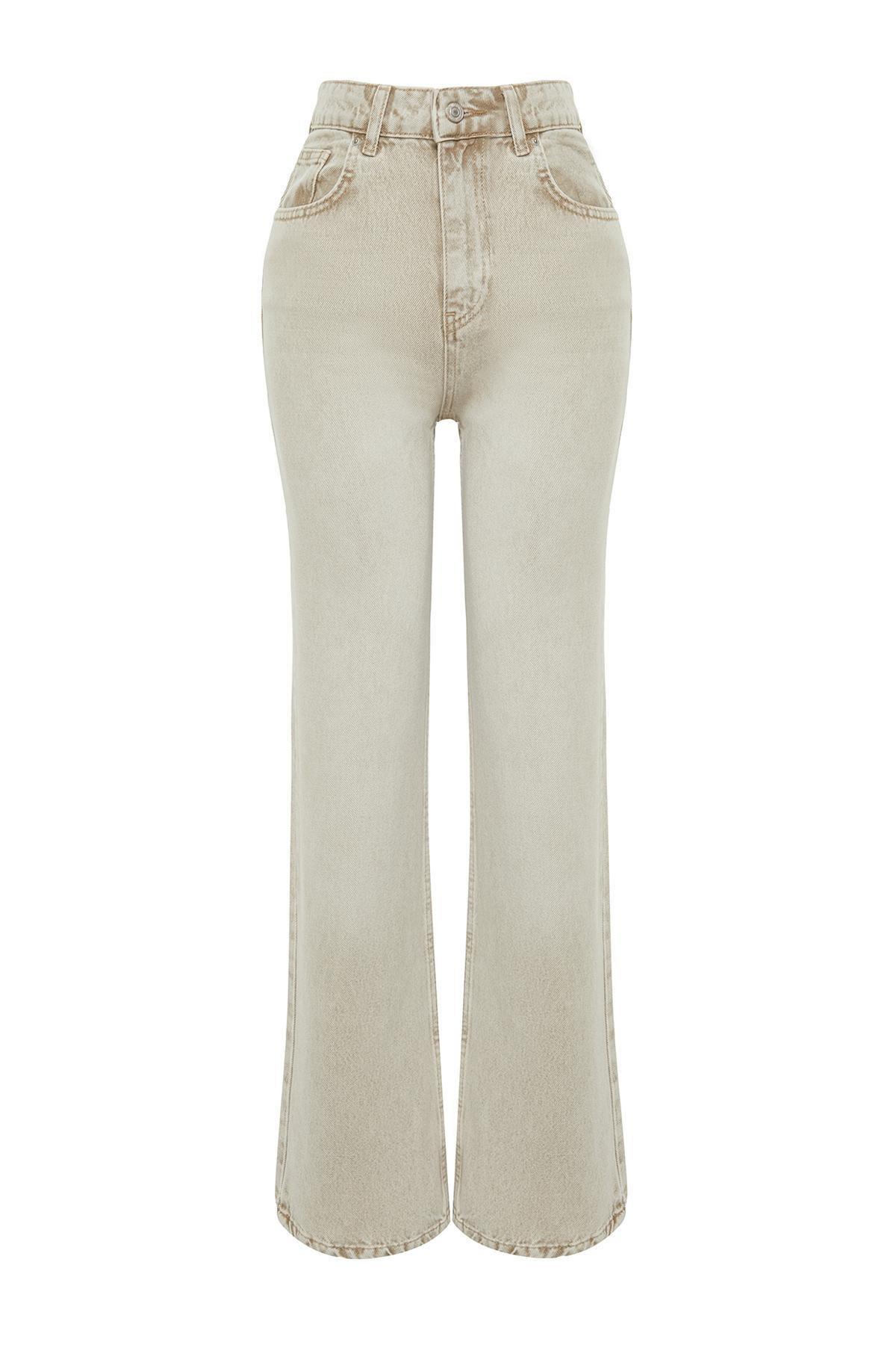 Beige Vintage Wide Leg Jeans, , large image number 5