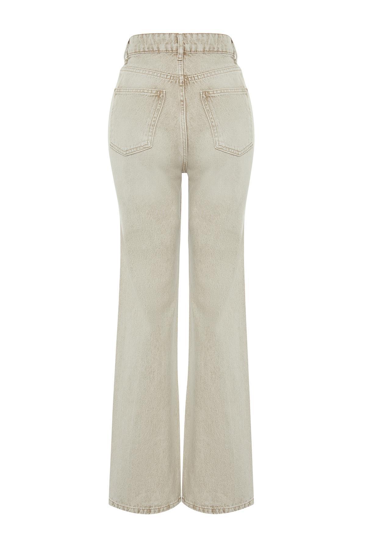 Beige Vintage Wide Leg Jeans, , large image number 6