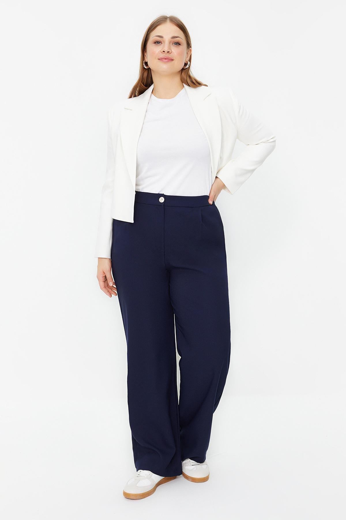 Navy Straight Leg Trousers, , large image number 2