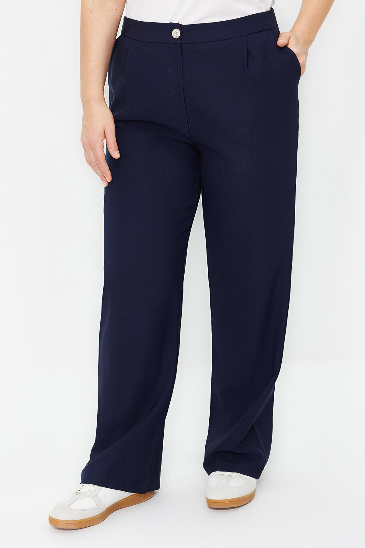Navy Straight Leg Trousers, , large image number 3
