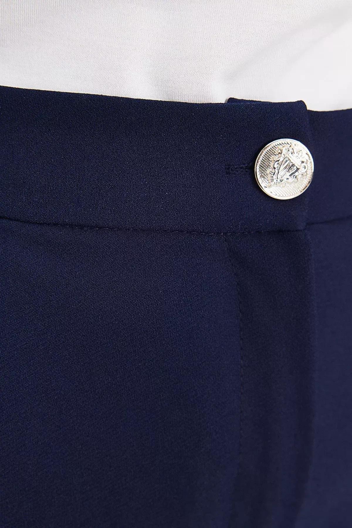 Navy Straight Leg Trousers, Navy blue, large image number 4
