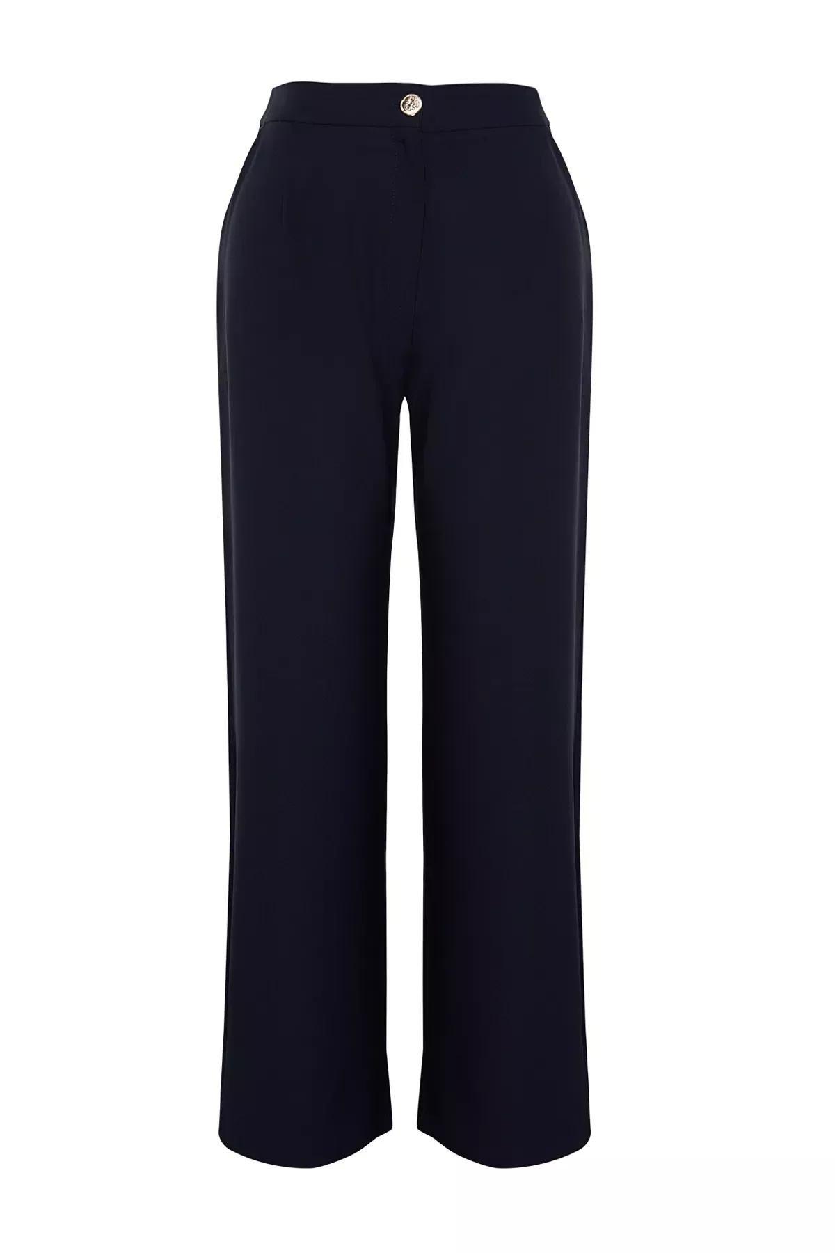 Navy Straight Leg Trousers, Navy blue, large image number 5