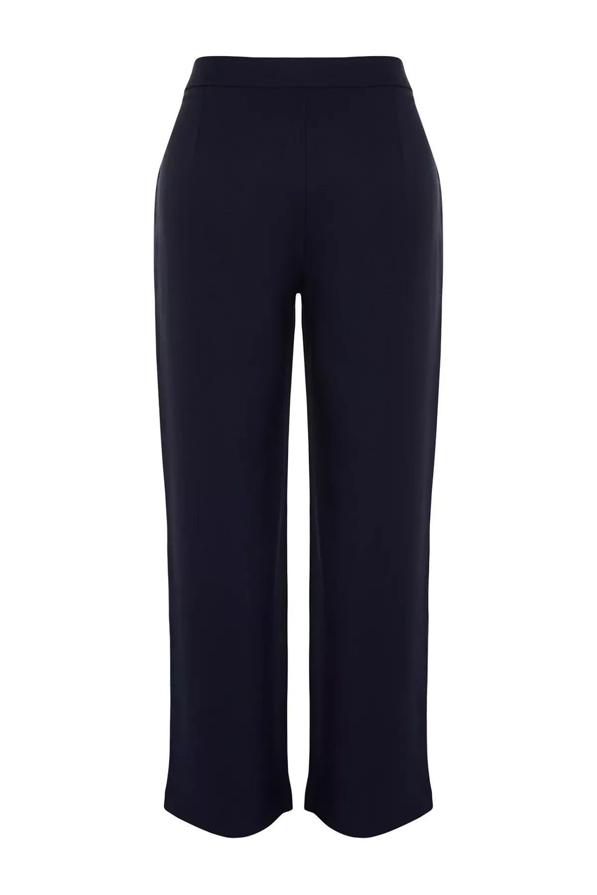 Navy Straight Leg Trousers, Navy blue, large image number 6