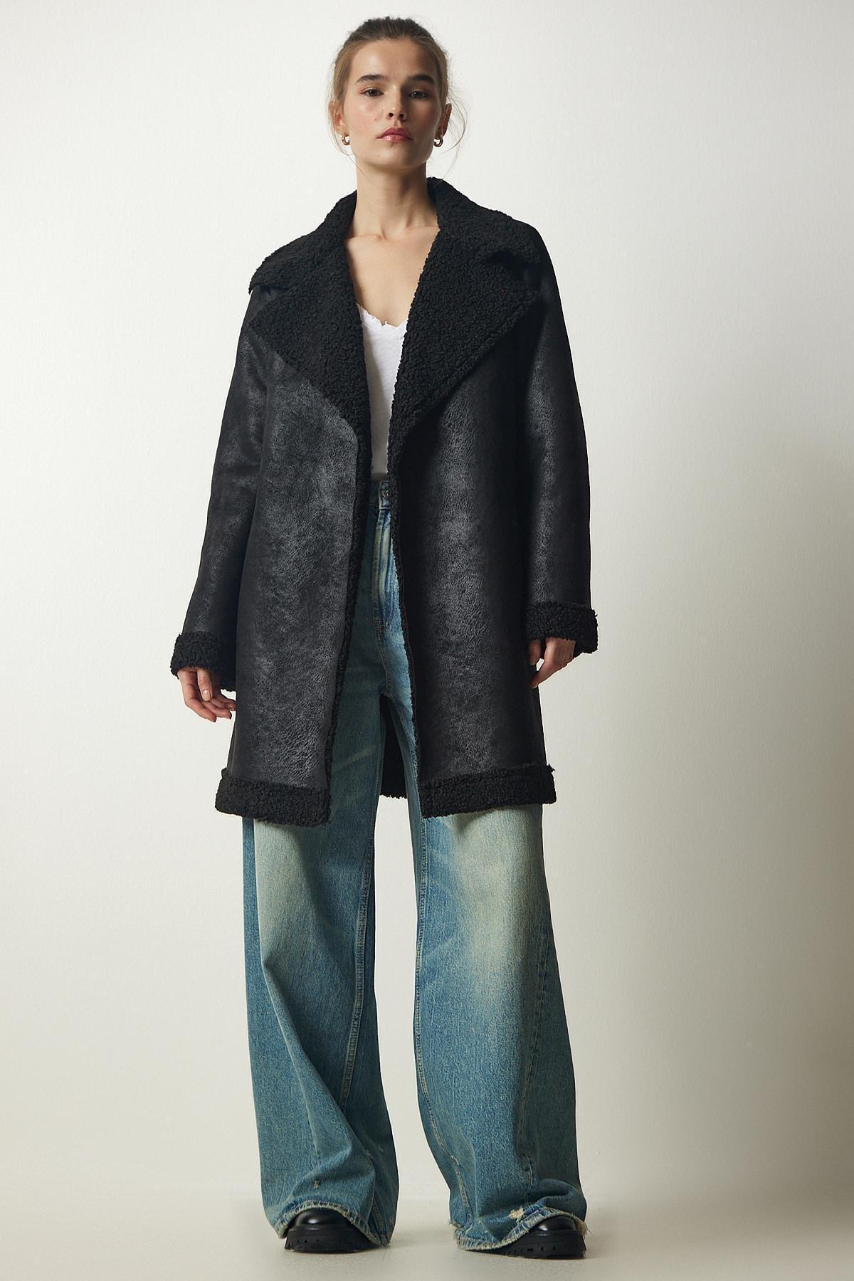 Black Double Breasted Coat, , large image number 1