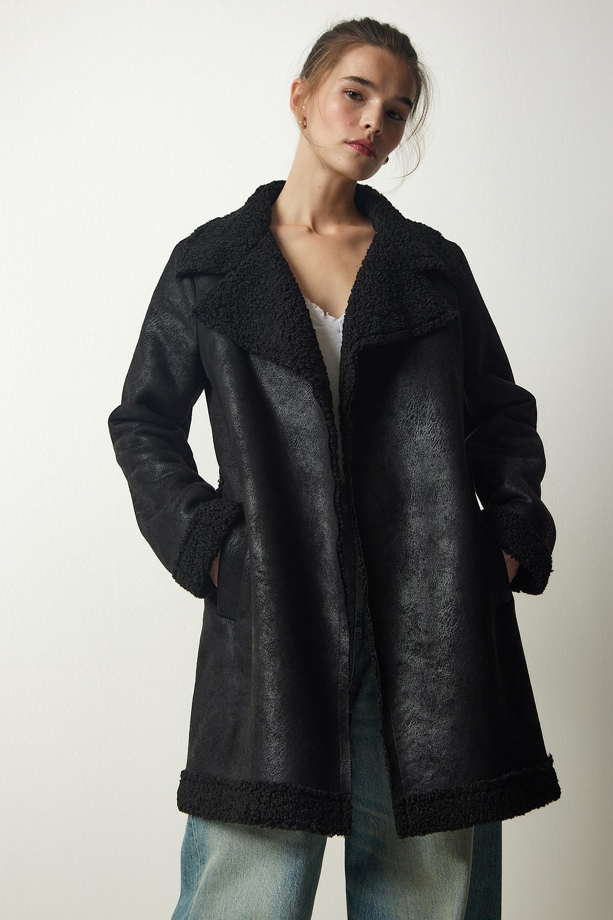 Black Double Breasted Coat, , large image number 2
