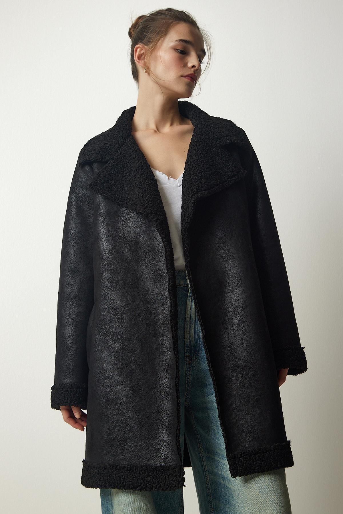 Black Double Breasted Coat, , large image number 3