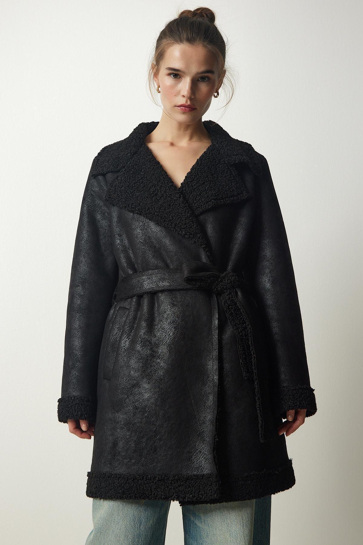Black Double Breasted Coat, , large image number 4