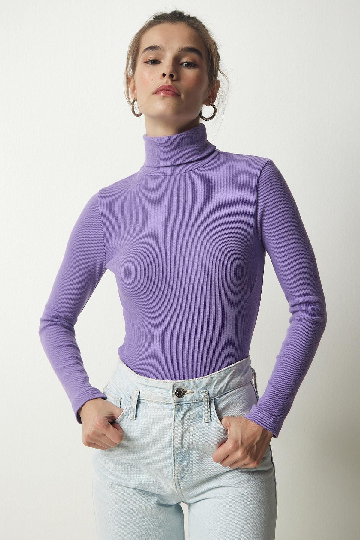Pink Turtleneck Corduroy Blouse, , medium