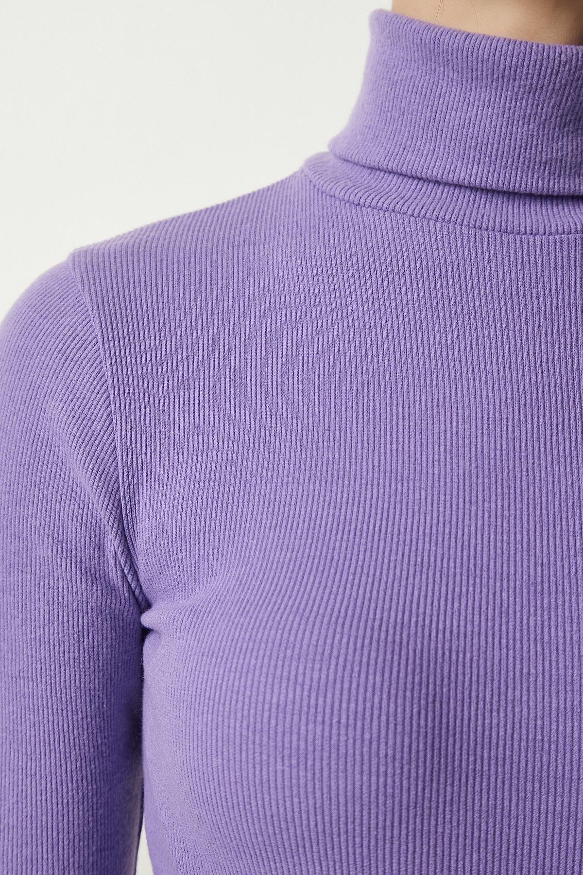 Pink Turtleneck Corduroy Blouse, Lilac, large image number 3