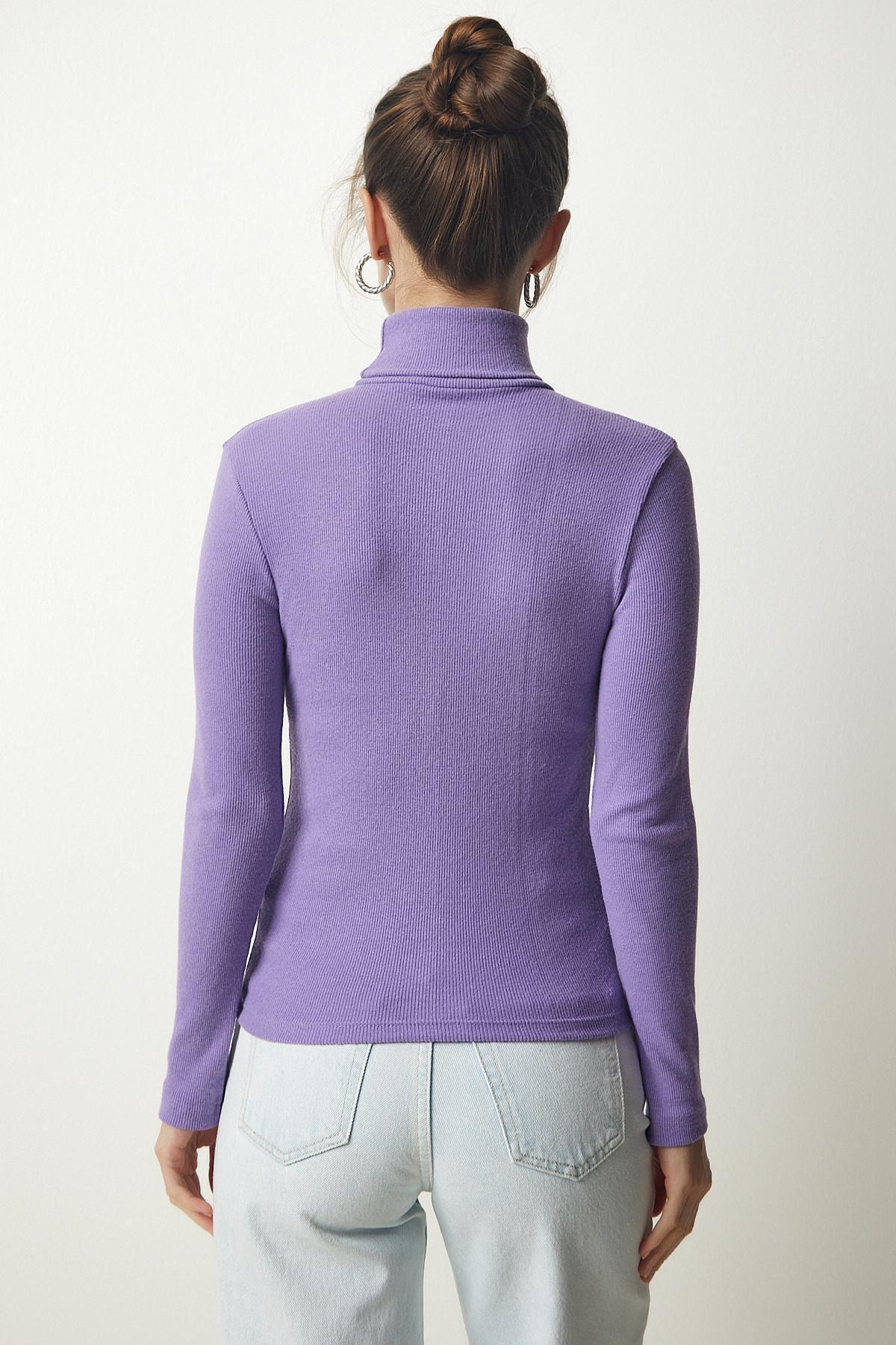 Pink Turtleneck Corduroy Blouse, Lilac, large image number 4