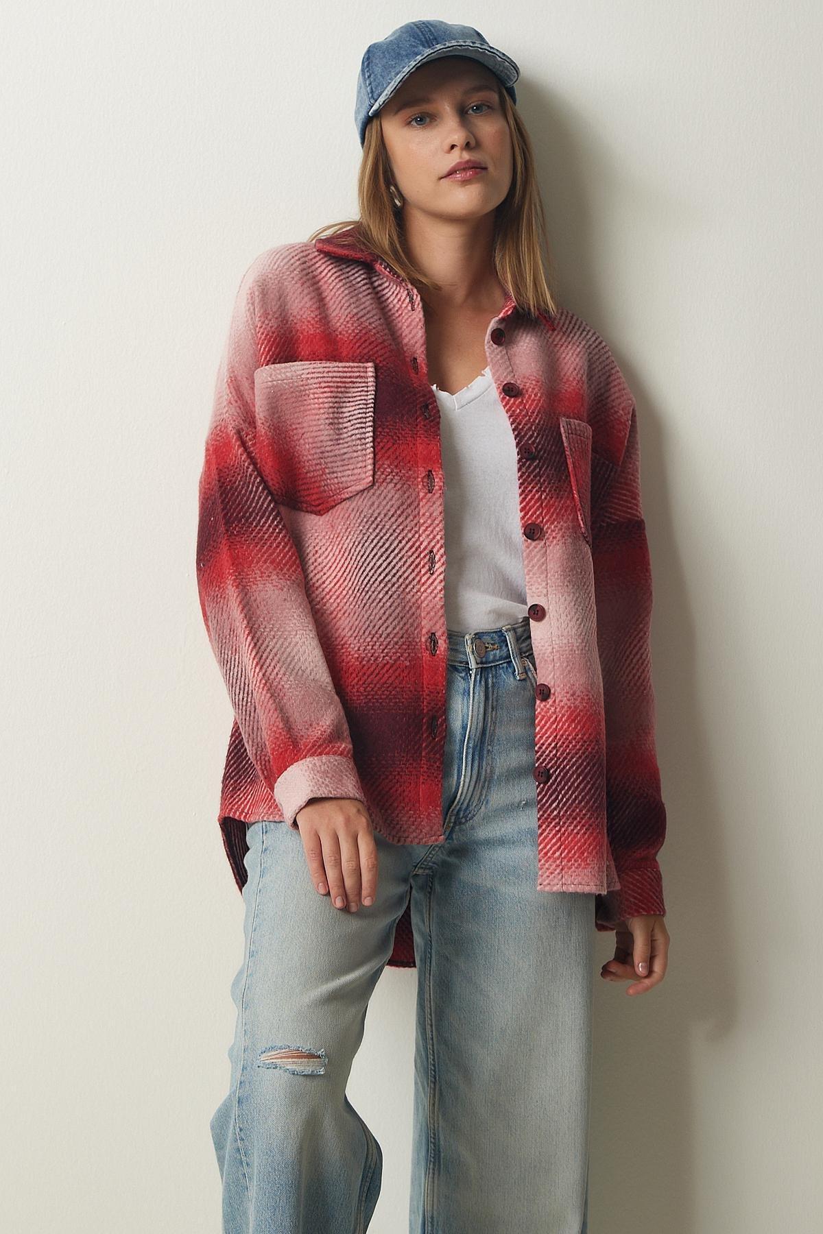 Red Oversize Cachet Shirt Jacket, Red, large image number 4