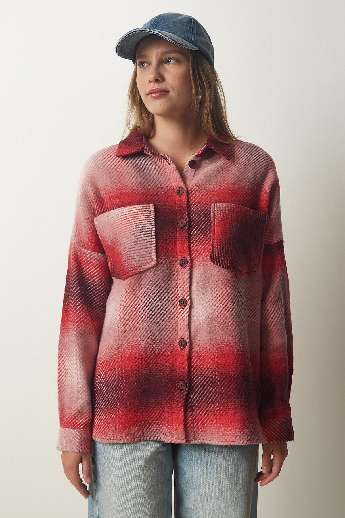 Red Oversize Cachet Shirt Jacket, Red, large image number 5