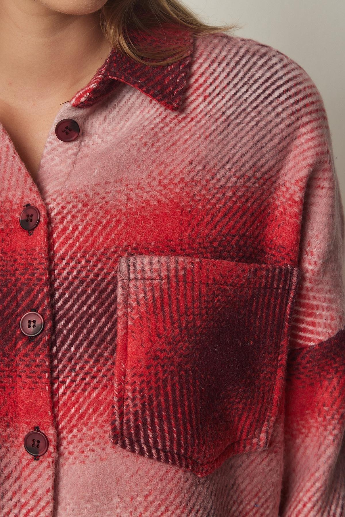 Red Oversize Cachet Shirt Jacket, Red, large image number 6