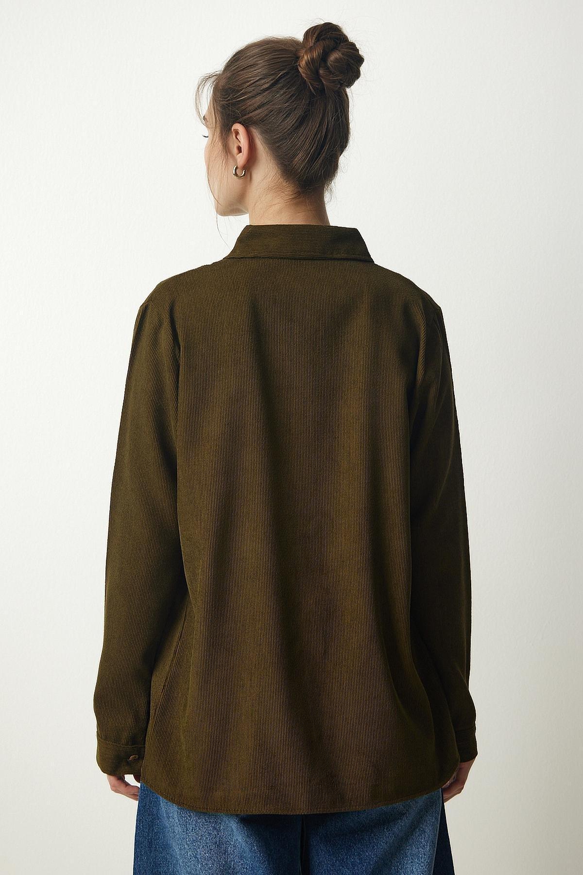 Khaki Corduroy Woven Jacket Shirt, Khaki, large image number 4