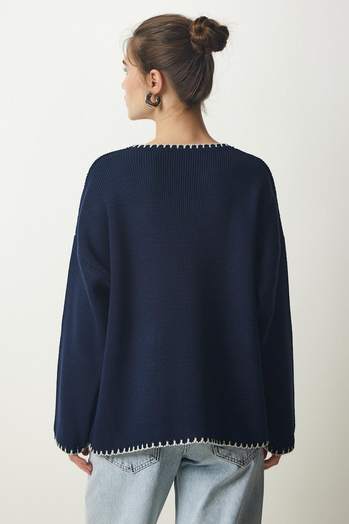 Navy Detailed Pocket Sweater, Navy blue, large image number 5