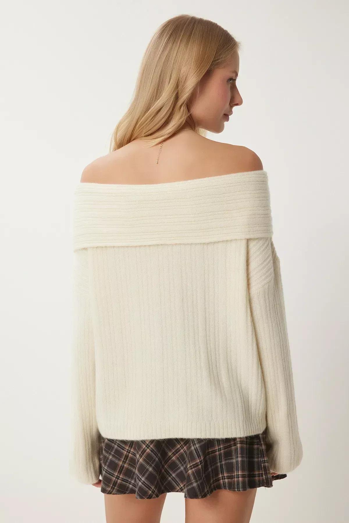 Cream Knitwear Sweater, Cream, large image number 4