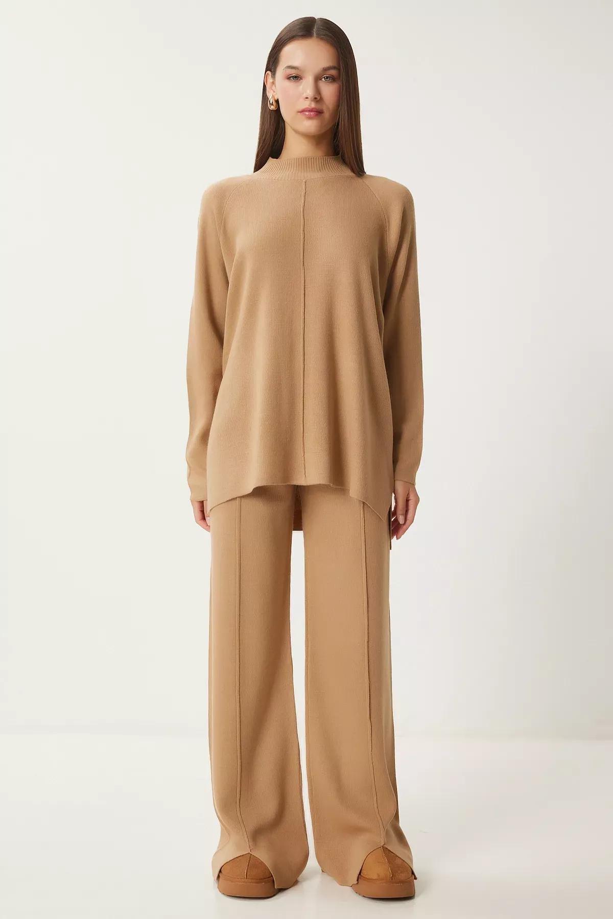 Brown Stylish Knitwear Set, Mink, large image number 0