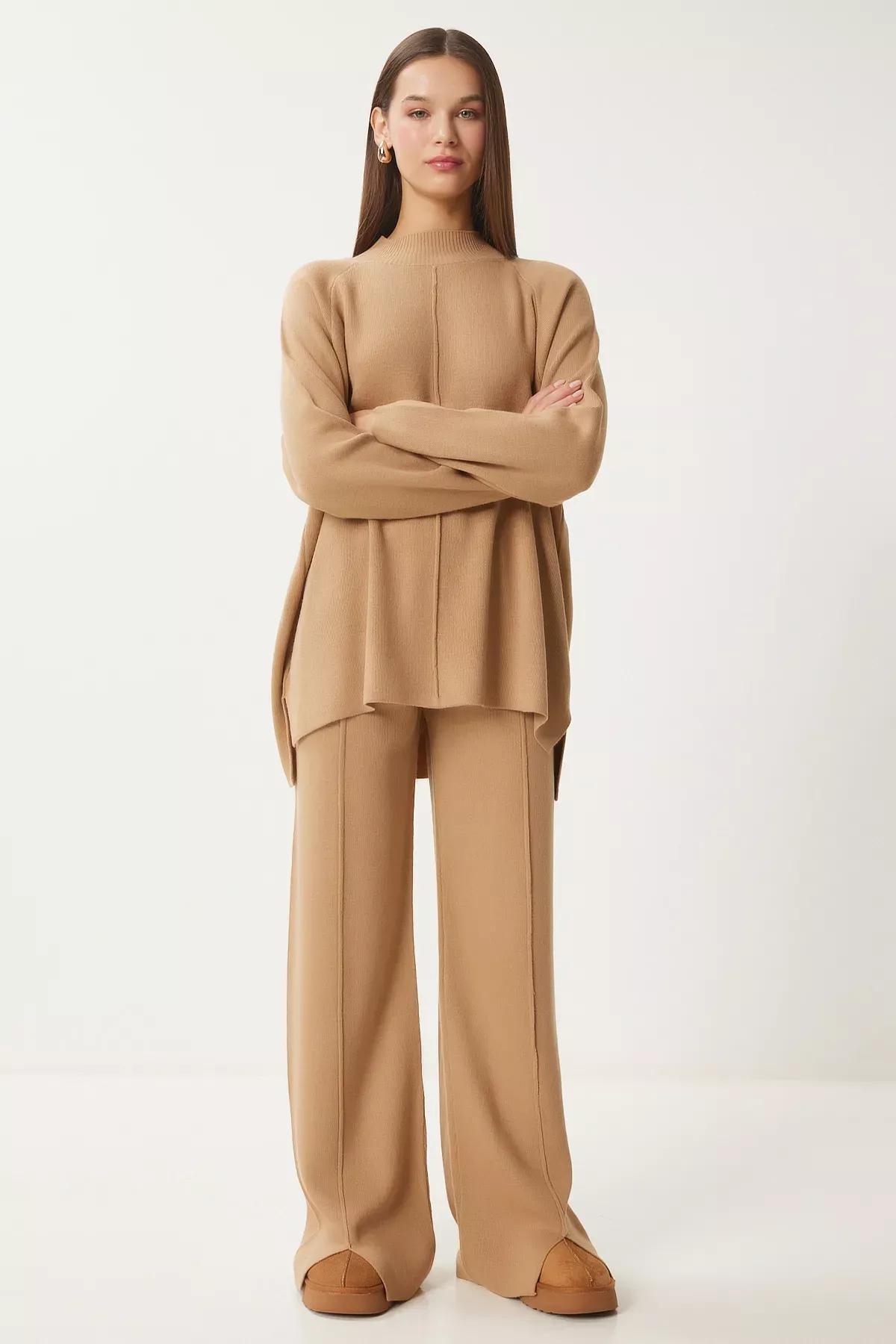 Brown Stylish Knitwear Set, Mink, large image number 1