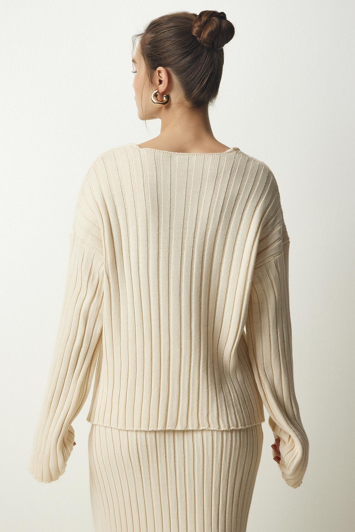 Cream Ribbed Co-Ord Set, Cream, large image number 7